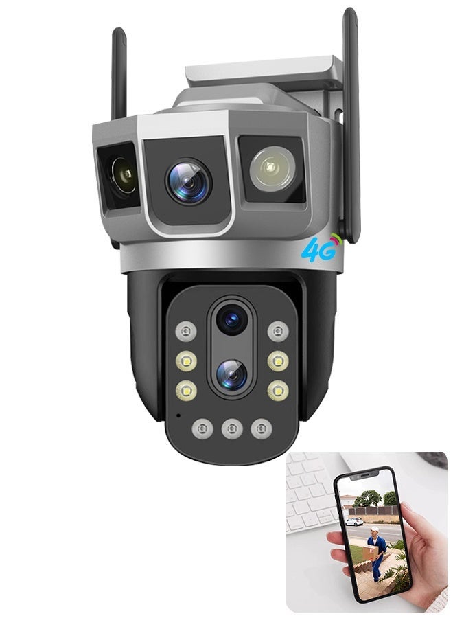 v380 كاميرا أمان مزدوجة العدسة 2 ميجابكسل 4G مع زوم 10X، دعم بطاقة SIM LTE، رؤية ليلية ملونة، فيديو H.265، كاميرا CCTV خارجية للمنزل والمكتب، كشف الحركة، صوت ثنائي الاتجاه - Image 1